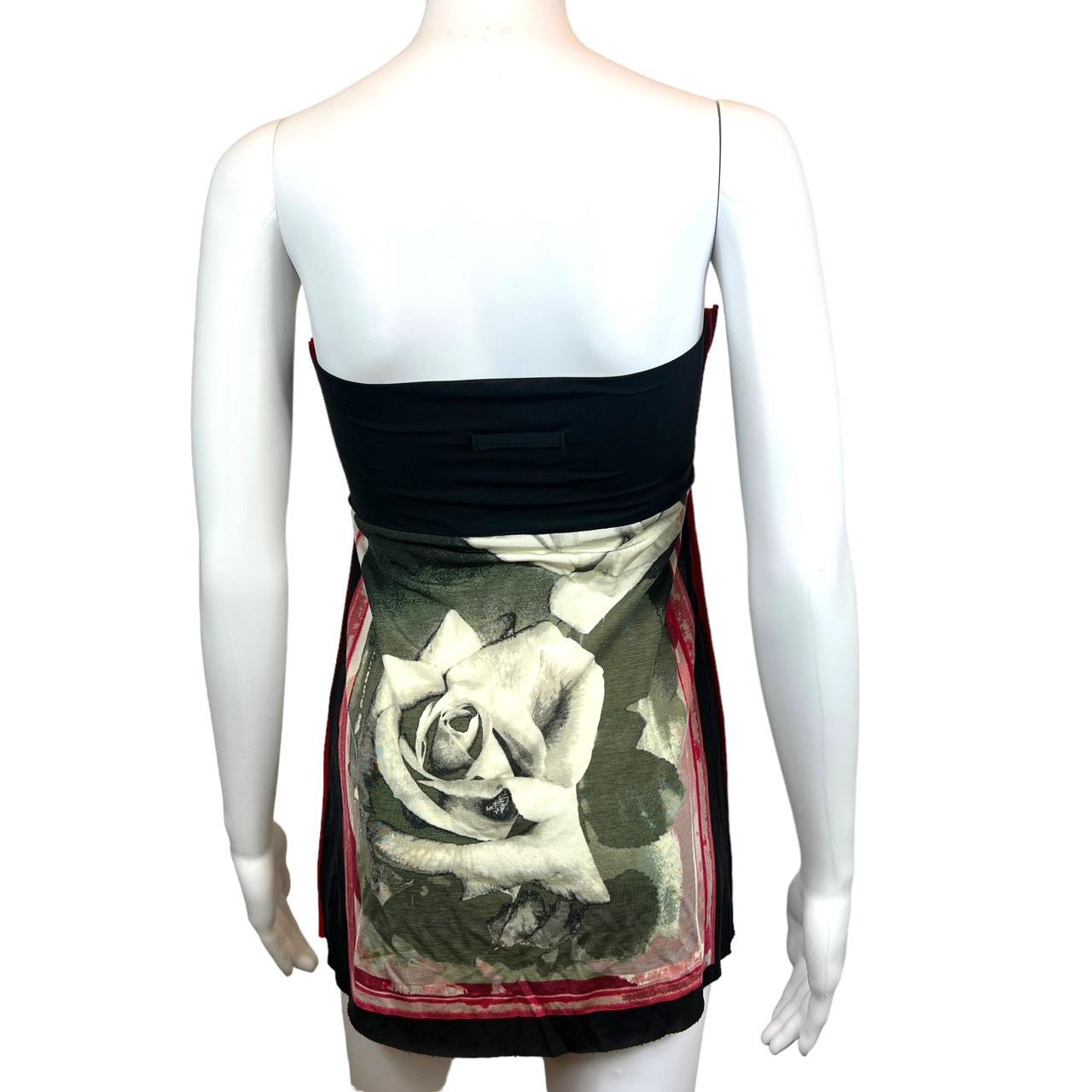 Jean Paul Gaultier JPG Inverted Rose Printed Tube Top with Slits