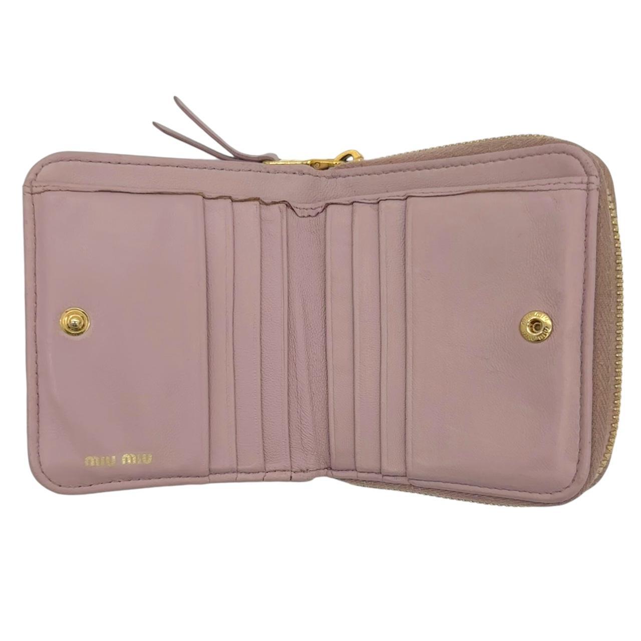 Miu Miu Pink Quilted Bi-Fold Wallet