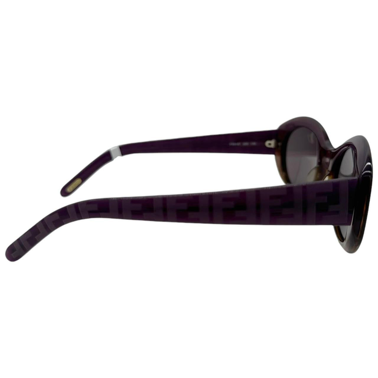 Fendi Oval Sunglasses Brown Purple Logo Arms