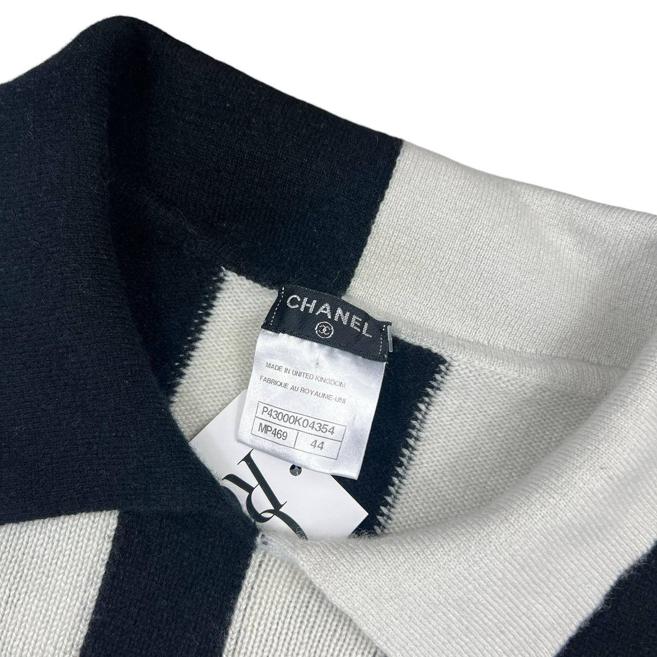 Chanel Black and White Cashmere Knit Polo Top - Outfit Repeater