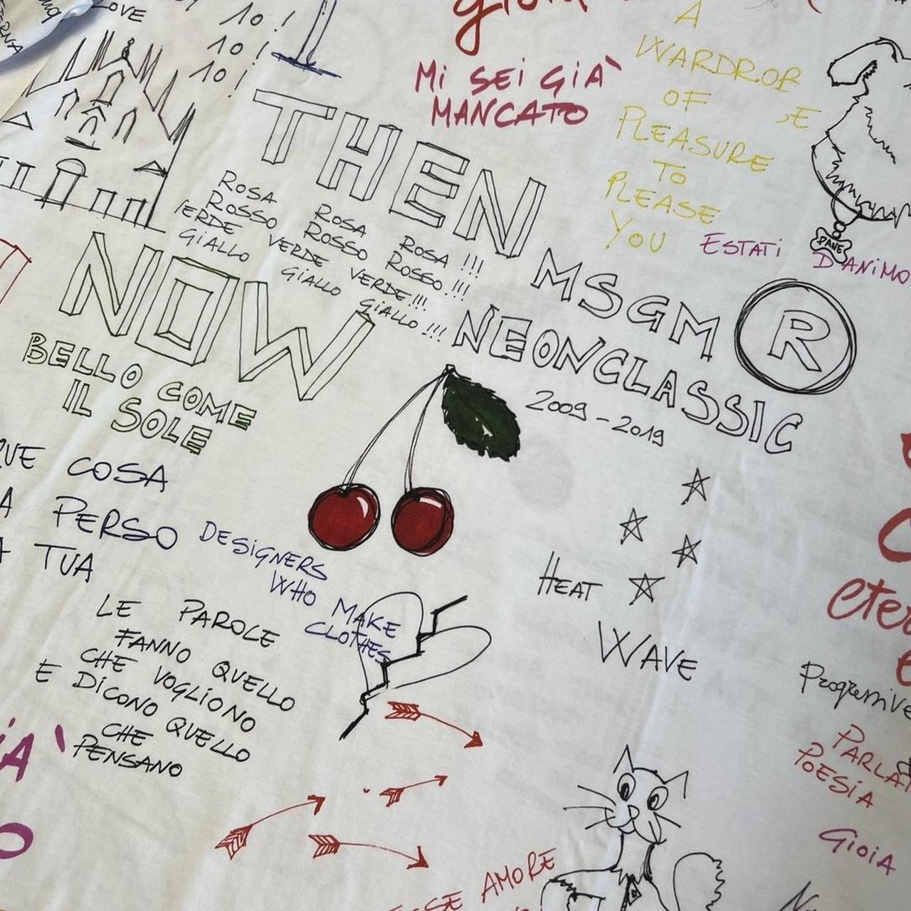 MSGM Cherry Doodle Handwriting Drawings Printed Graphic T-Shirt - Outfit Repeater