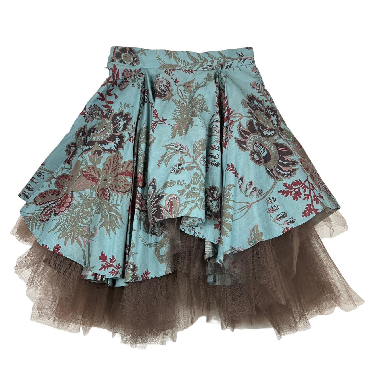 Vivienne Westwood Red Label Blue Floral Print Asymmetrical Tutu Midi Skirt - Outfit Repeater