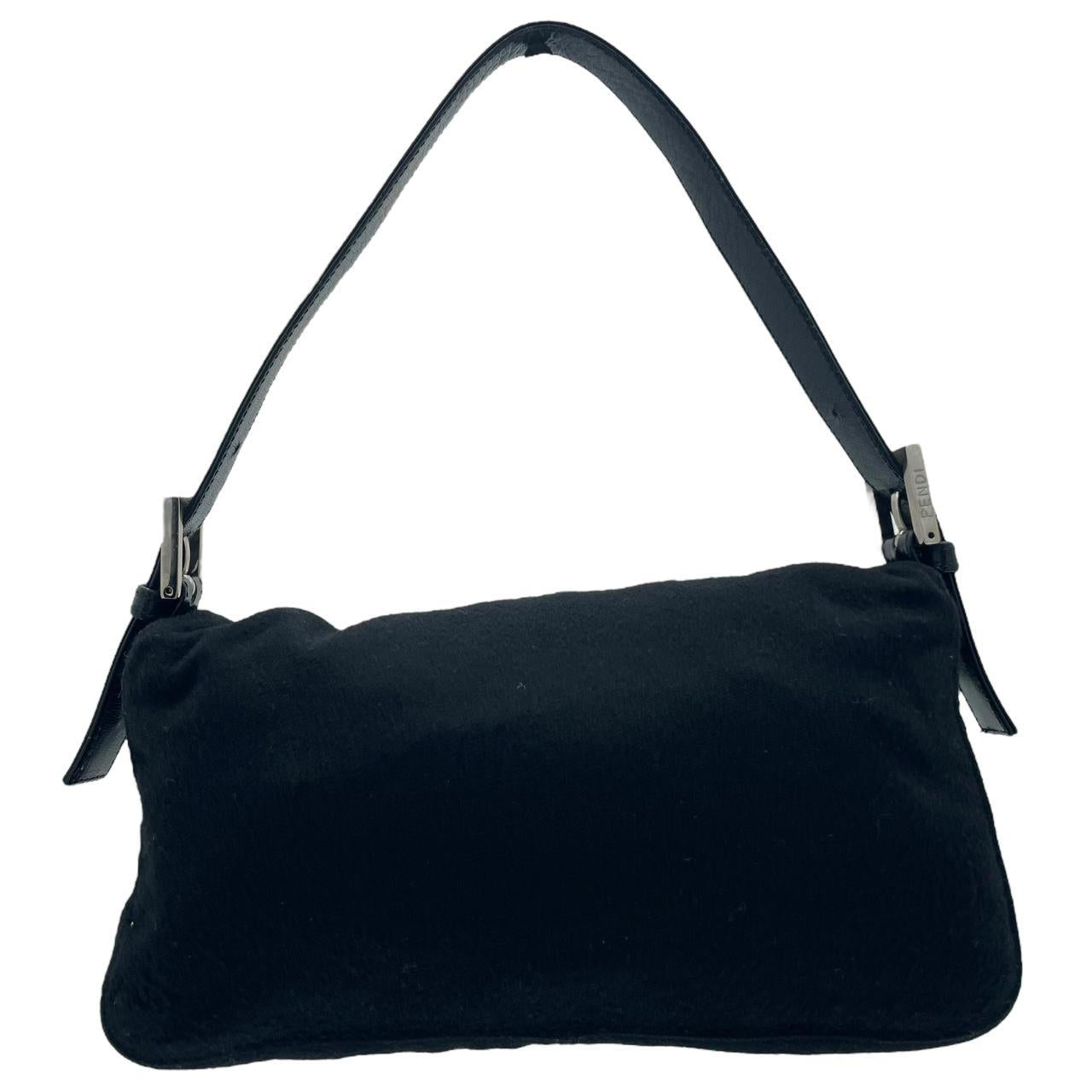 Fendi Black Cashmere & Wool Baguette Shoulder Bag - Outfit Repeater