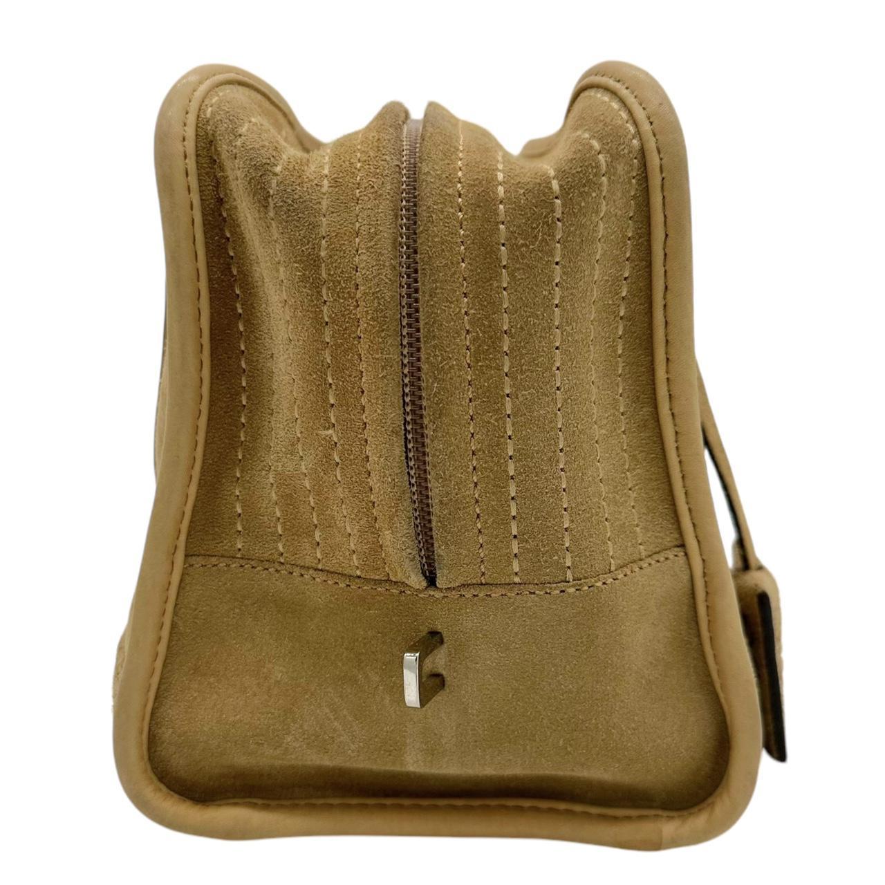 Loewe Suede Amazona Shoulder Bag Tan with Logo Embroidery