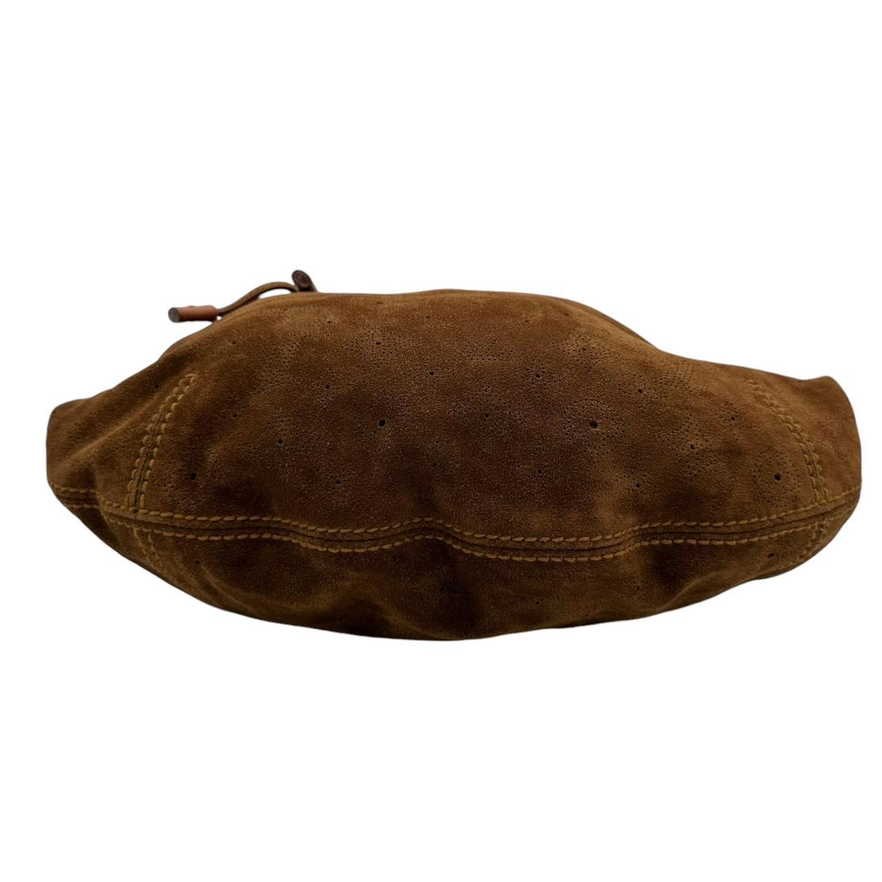 Louis Vuitton Hobo Bag Brown Suede Logo Embossed