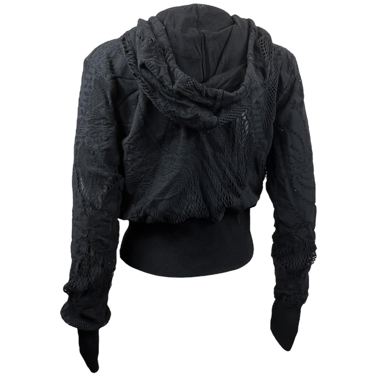 Jean Paul Gaultier Soelil Black Fishnet Mesh Knit Hoodie - Outfit Repeater