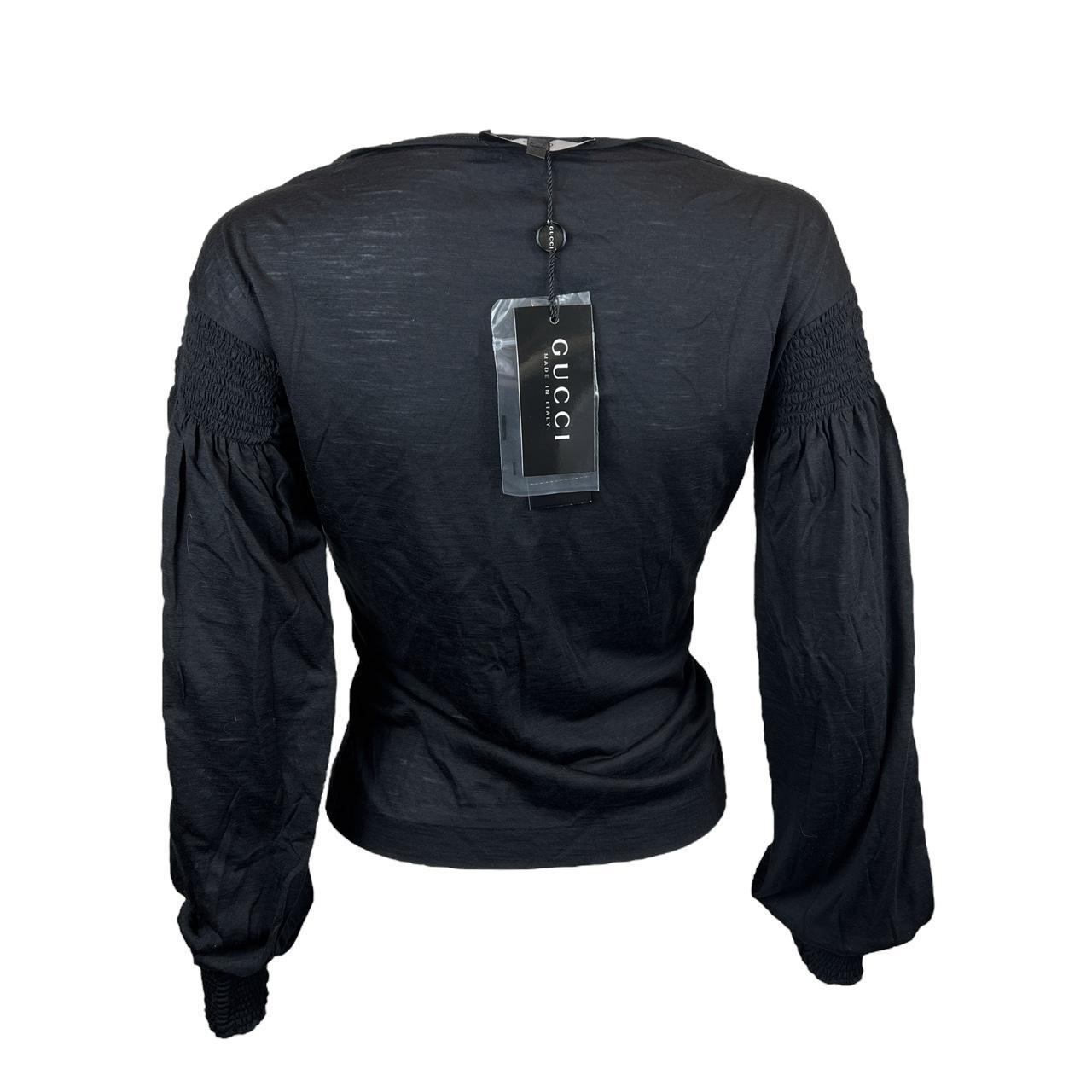 Gucci by Tom Ford F/W 1999 Black Silk and Wool Blend Puff Sleeve Top - Outfit Repeater