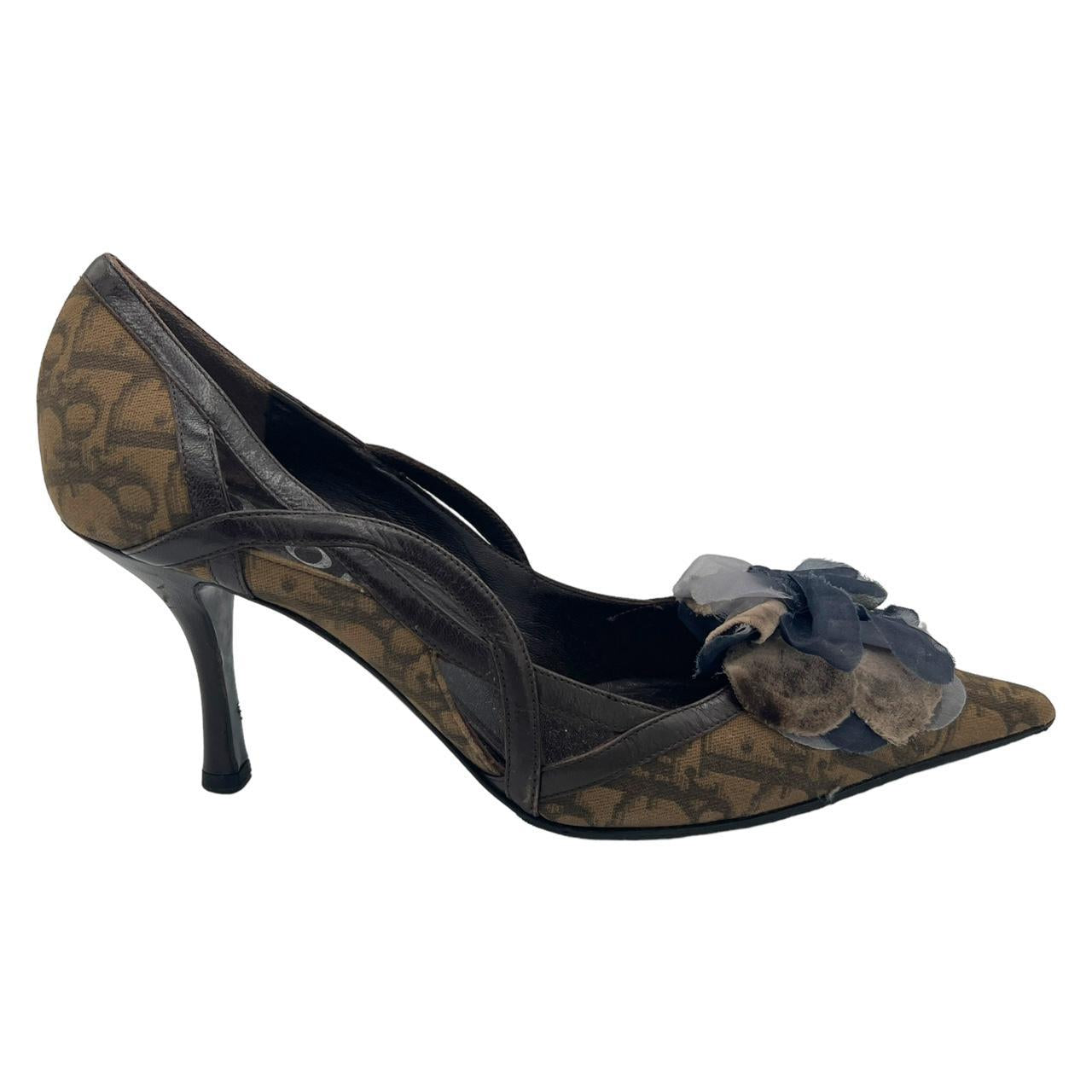 Christian Dior Brown Pointed Toe Trotter Heels Size 37