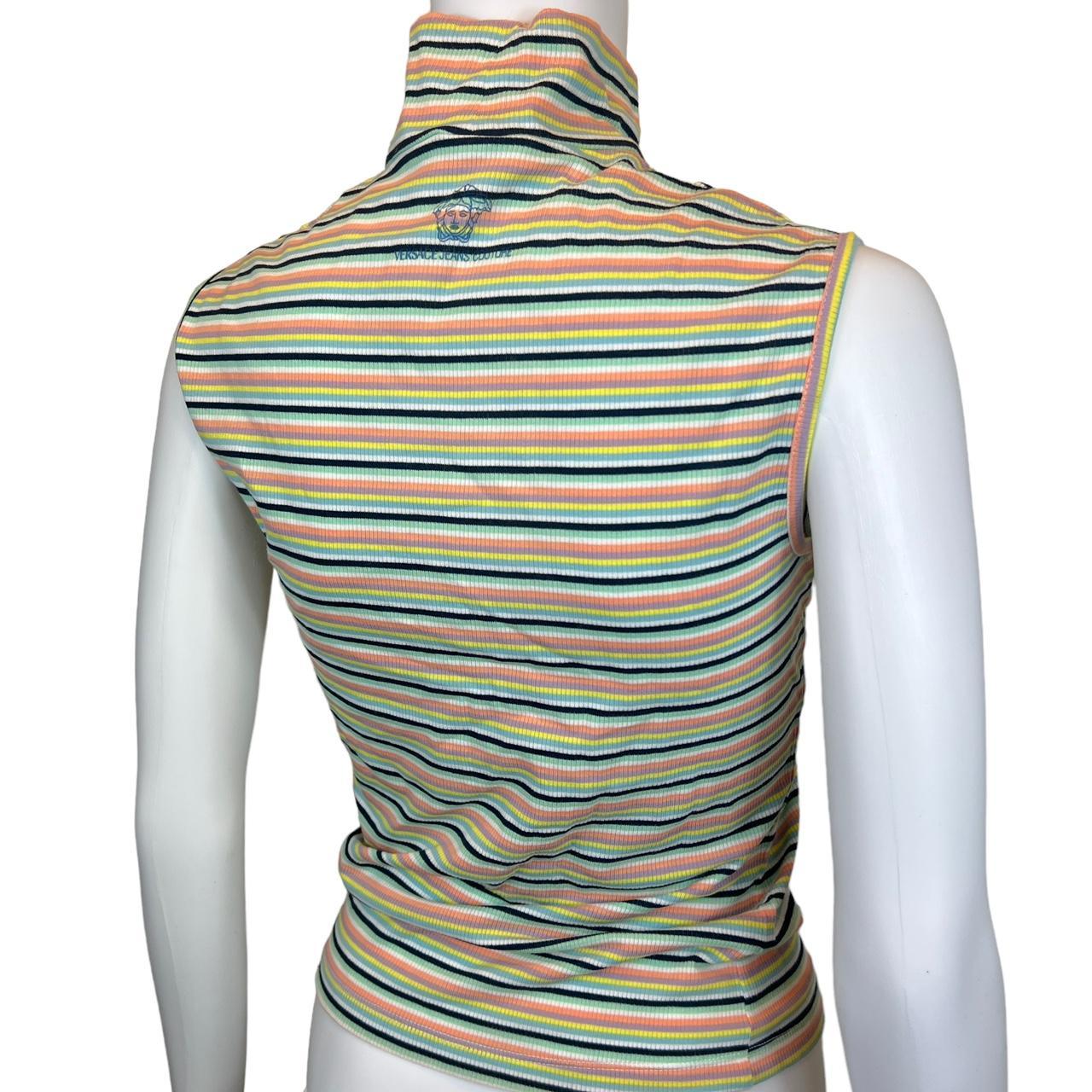 Versace Jeans Couture Multicolor Striped Sleveless Turtleneck Tank