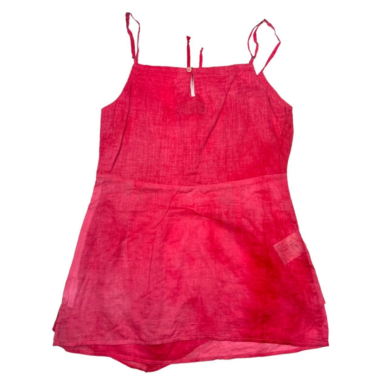 DIESEL Black Gold Label Hot Pink Babydoll Style Lace Up Blouse Cami