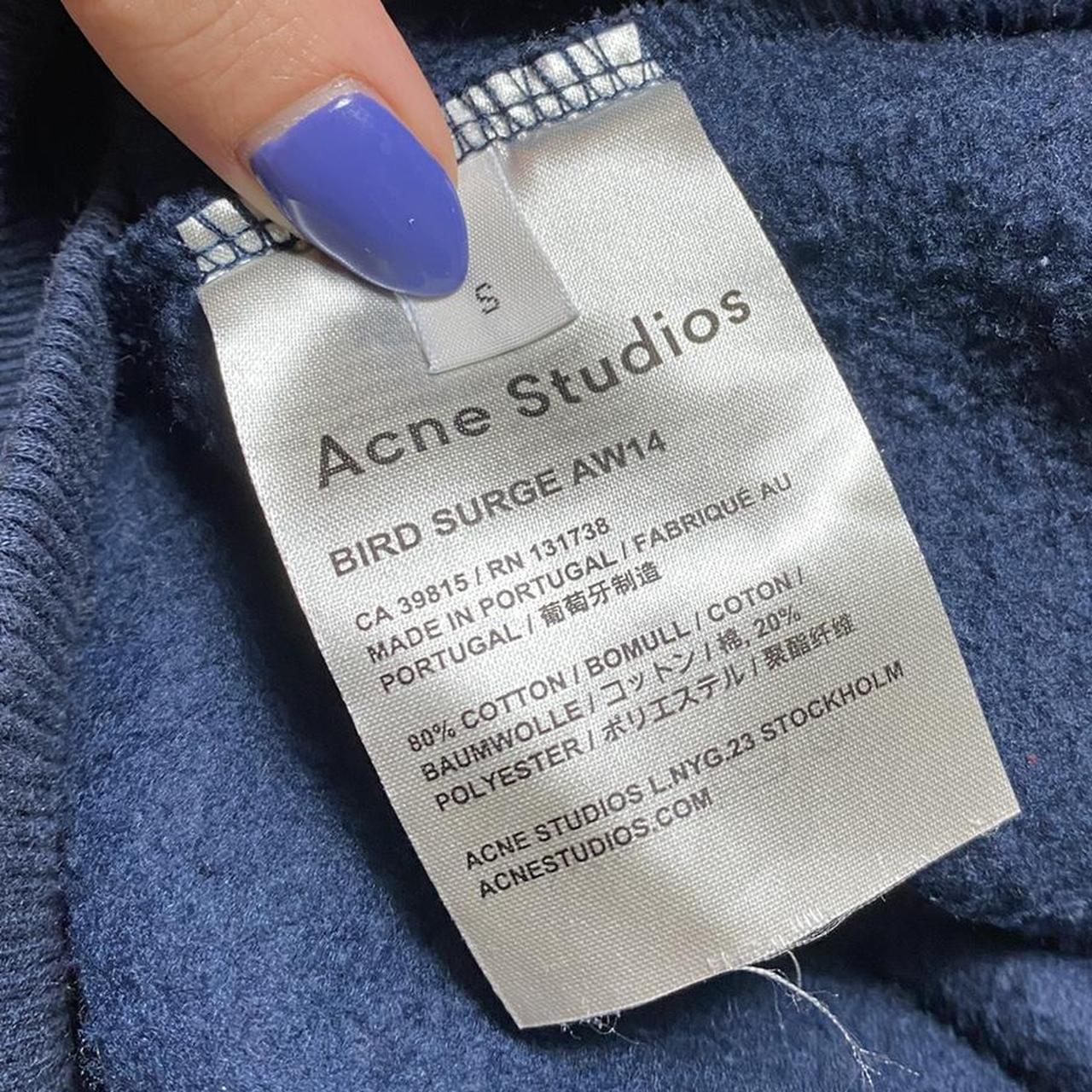 Acne Studios AW14 Bird Surge Navy and Black Cropped Crewneck Pullover Sweatshirt