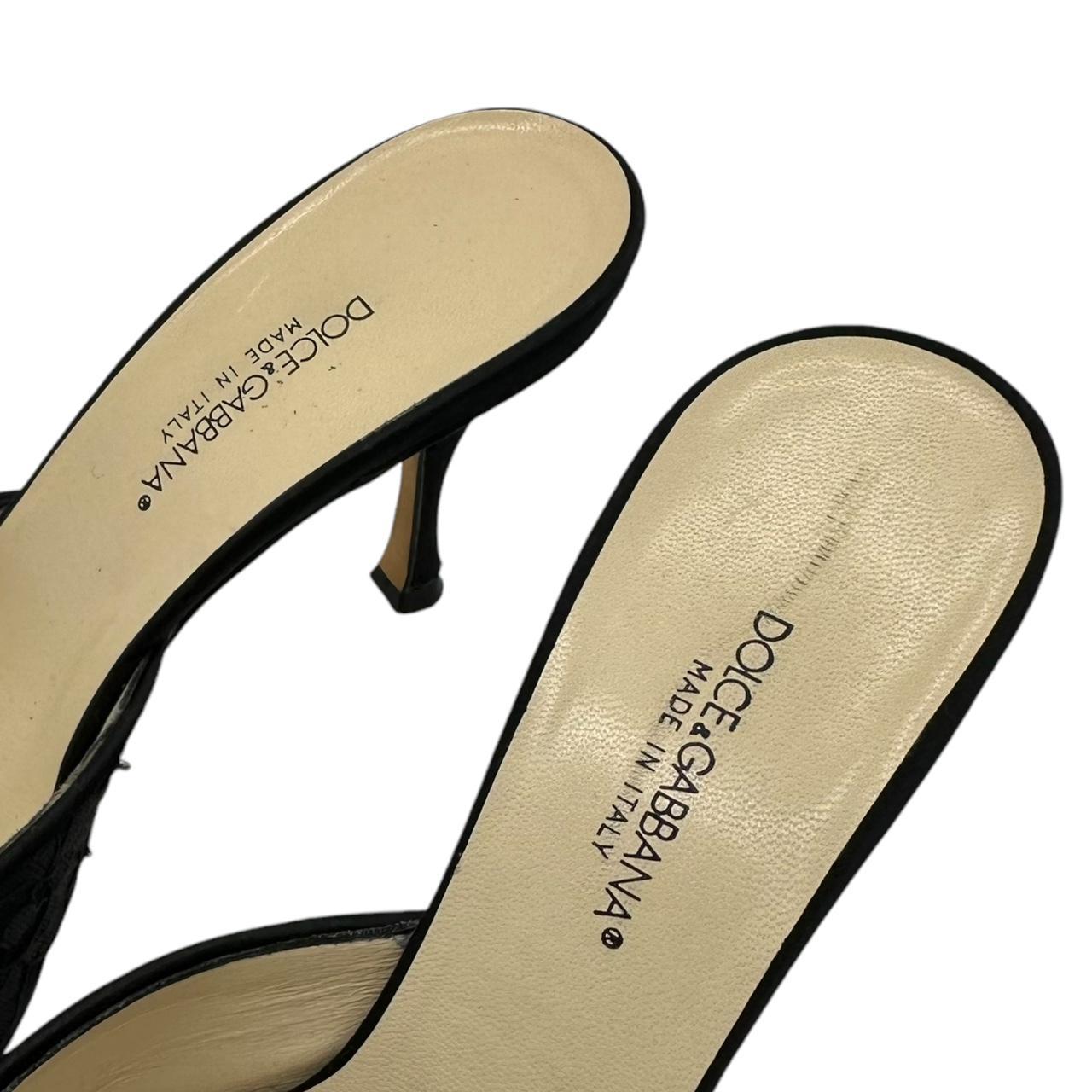 Dolce & Gabbana Black Flower Applique Heeled Mules - Outfit Repeater