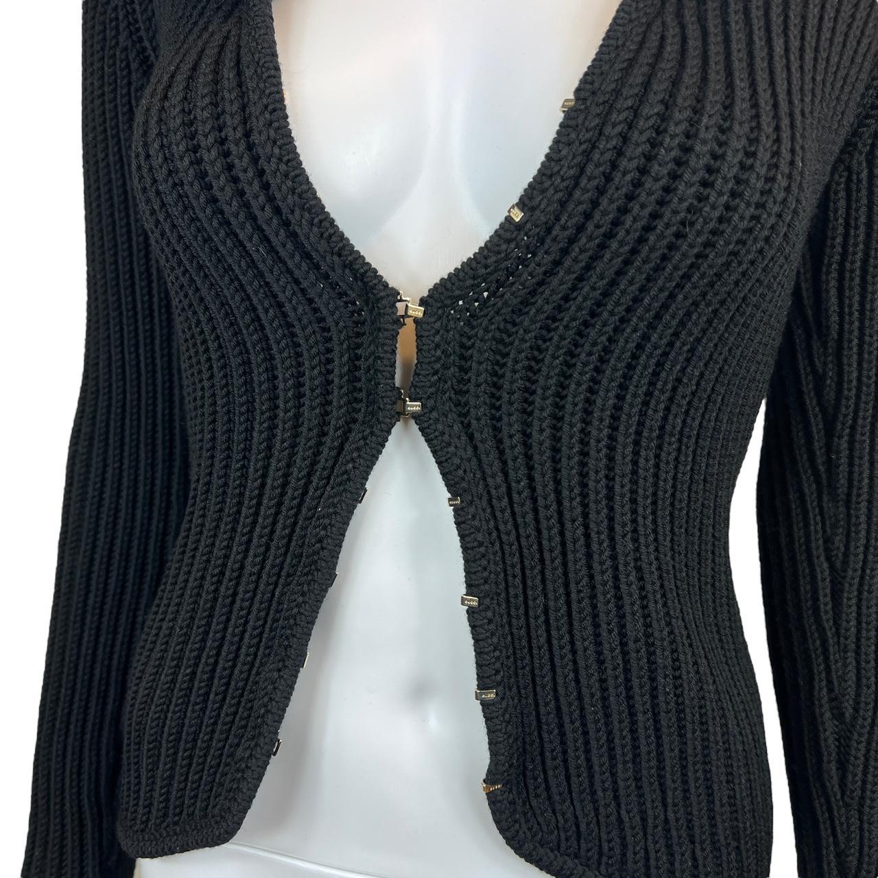 Gucci by Tom Ford Black Wool Cardigan with Rabbit Fur Collar - Outfit Repeater