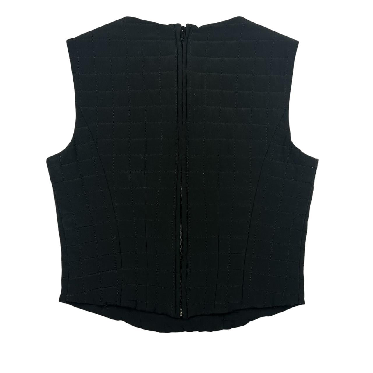 Chanel Black Chocolate Bar Quilted Silk Vest Top