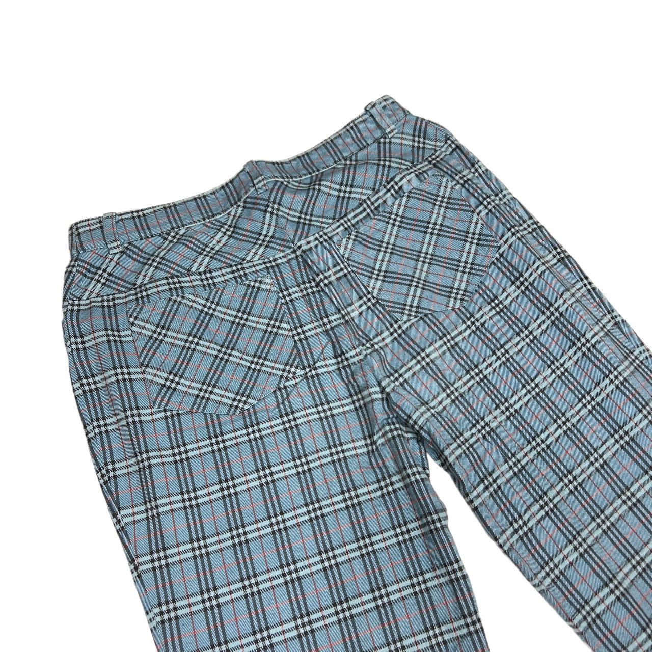 Burberry Blue Label Light Blue Nova Check Plaid Straight Leg Pants