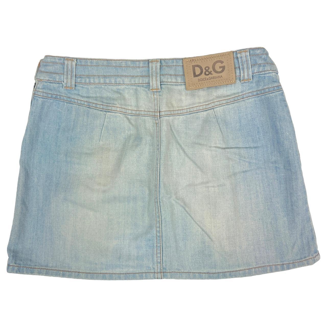 Dolce & Gabbana D&G Light Wash Denim and Lace Mini Skirt - Outfit Repeater