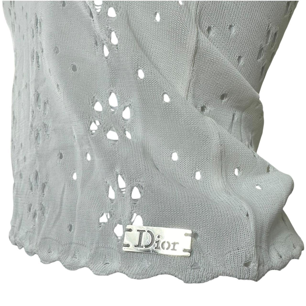 Christian Dior by John Galliano S/S 2003 White Knit Eyelet Tank Top