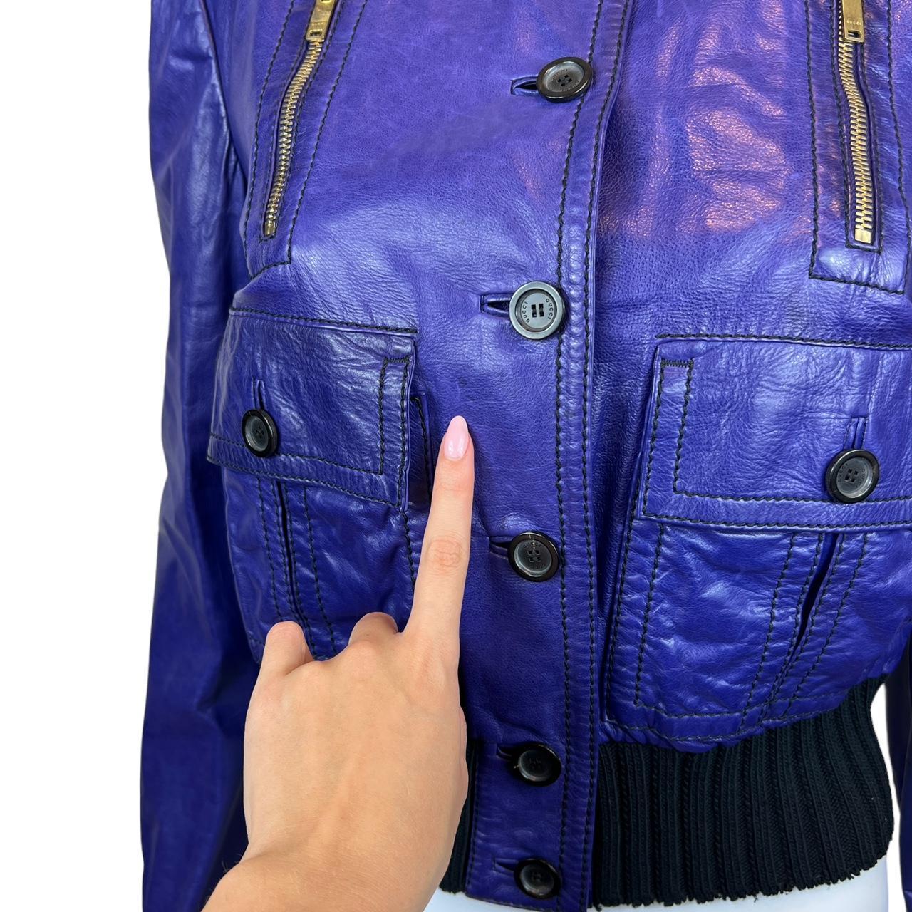 Gucci Madonna Purple Leather Bomber Jacket