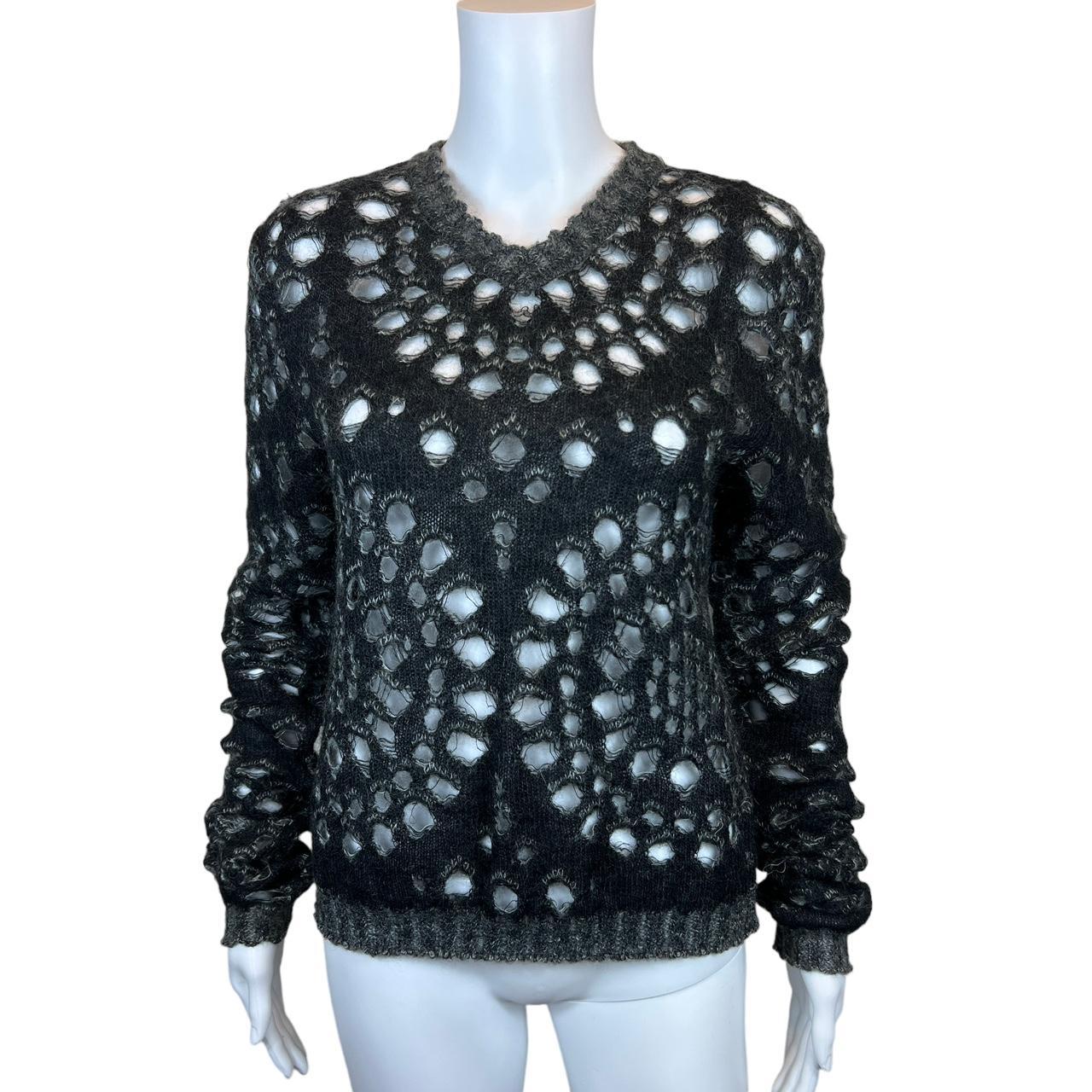 Christian Dior by John Galliano F/W 2000 Black/ Gray Open Knit Distressed Sweater and Scarf - Outfit Repeater