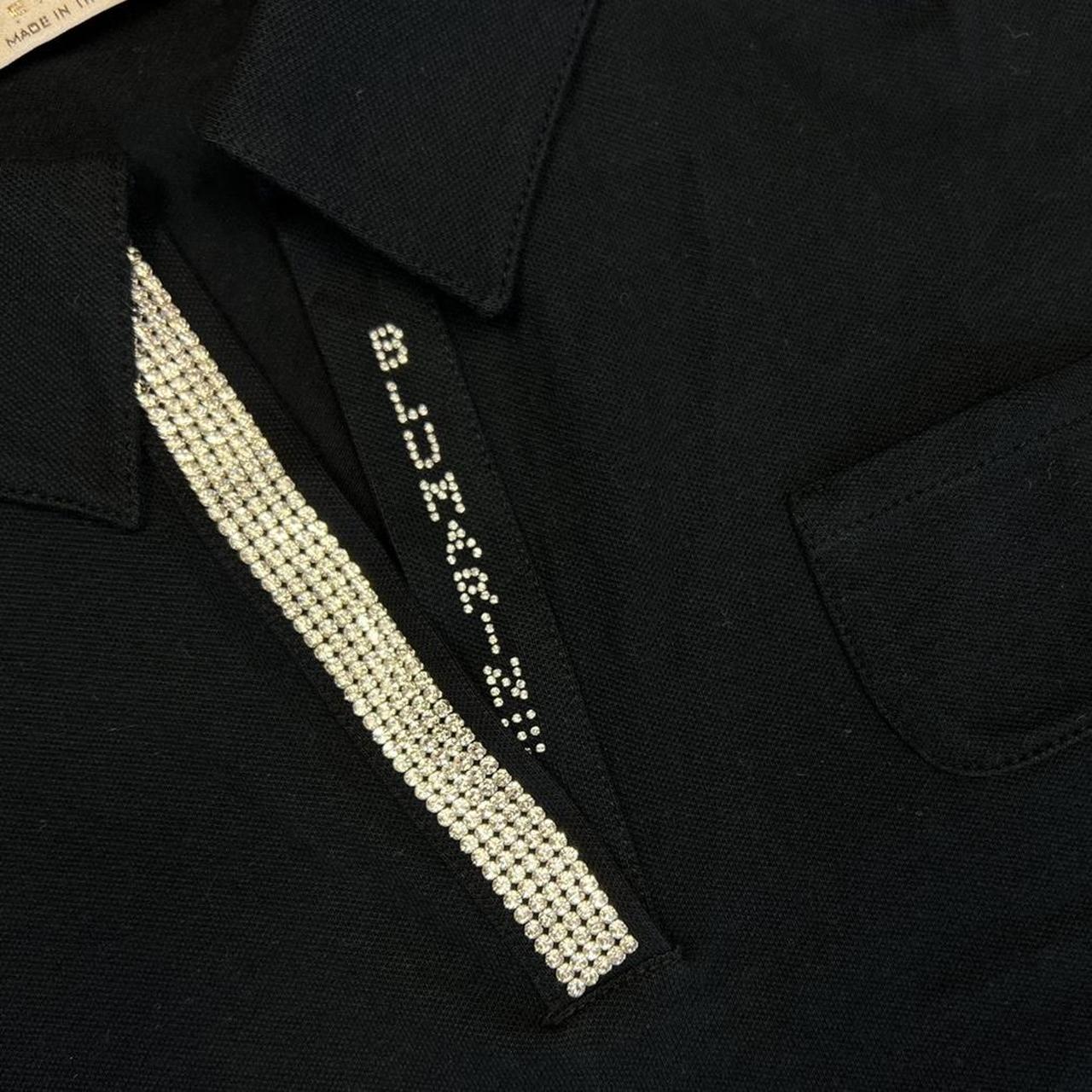 Blumarine Jeans Black Short Sleeve Polo Top with Crystal Spell-Out Logo - Outfit Repeater