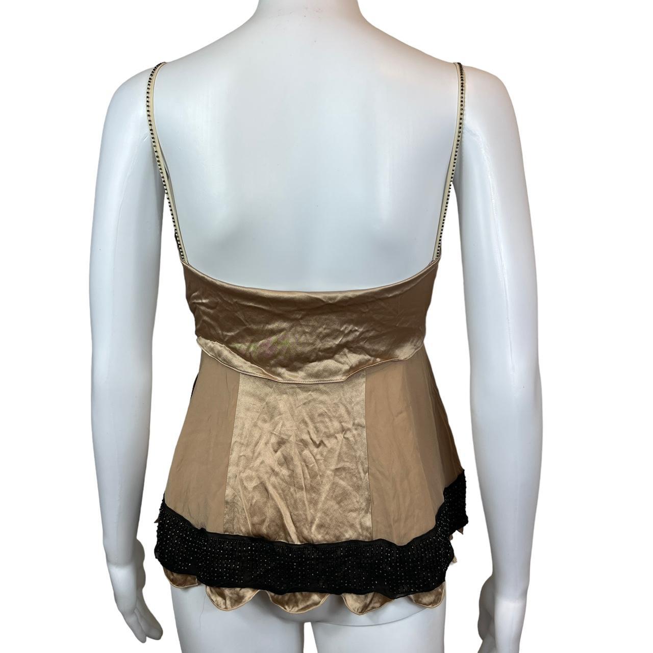 Chloé Silk Beaded Cami Blouse Beige Bow Detail