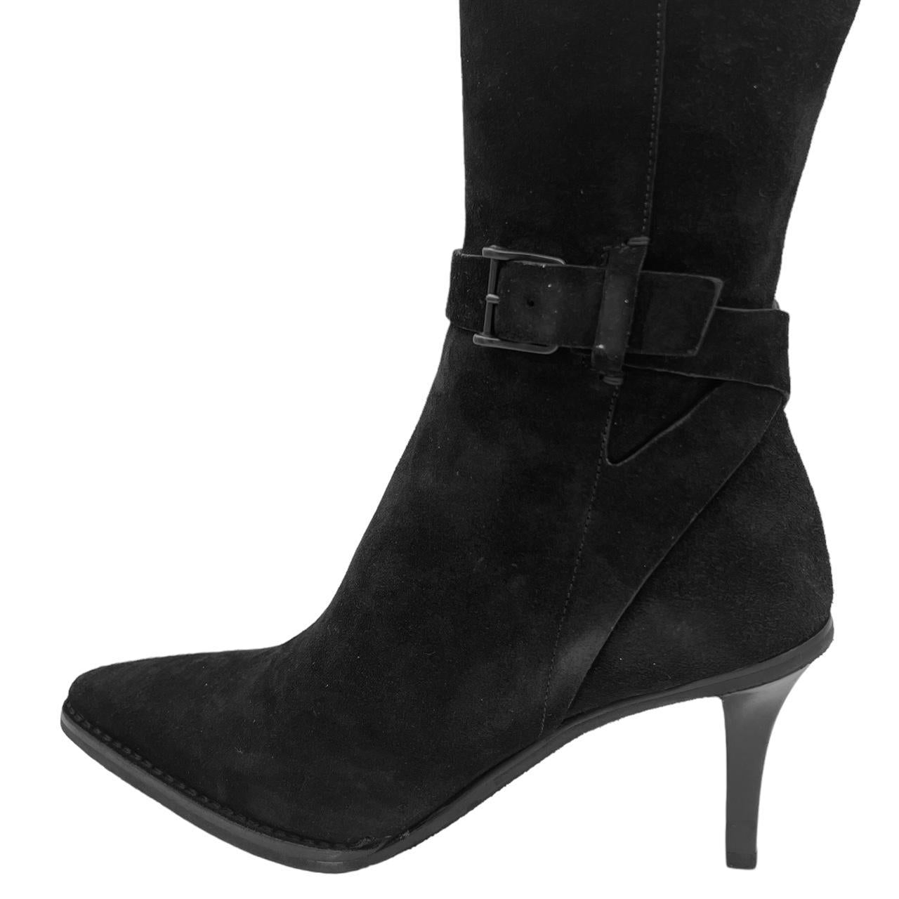 Gucci by Tom Ford Black Suede Pointed Toe Knee High Boots - Outfit Repeater