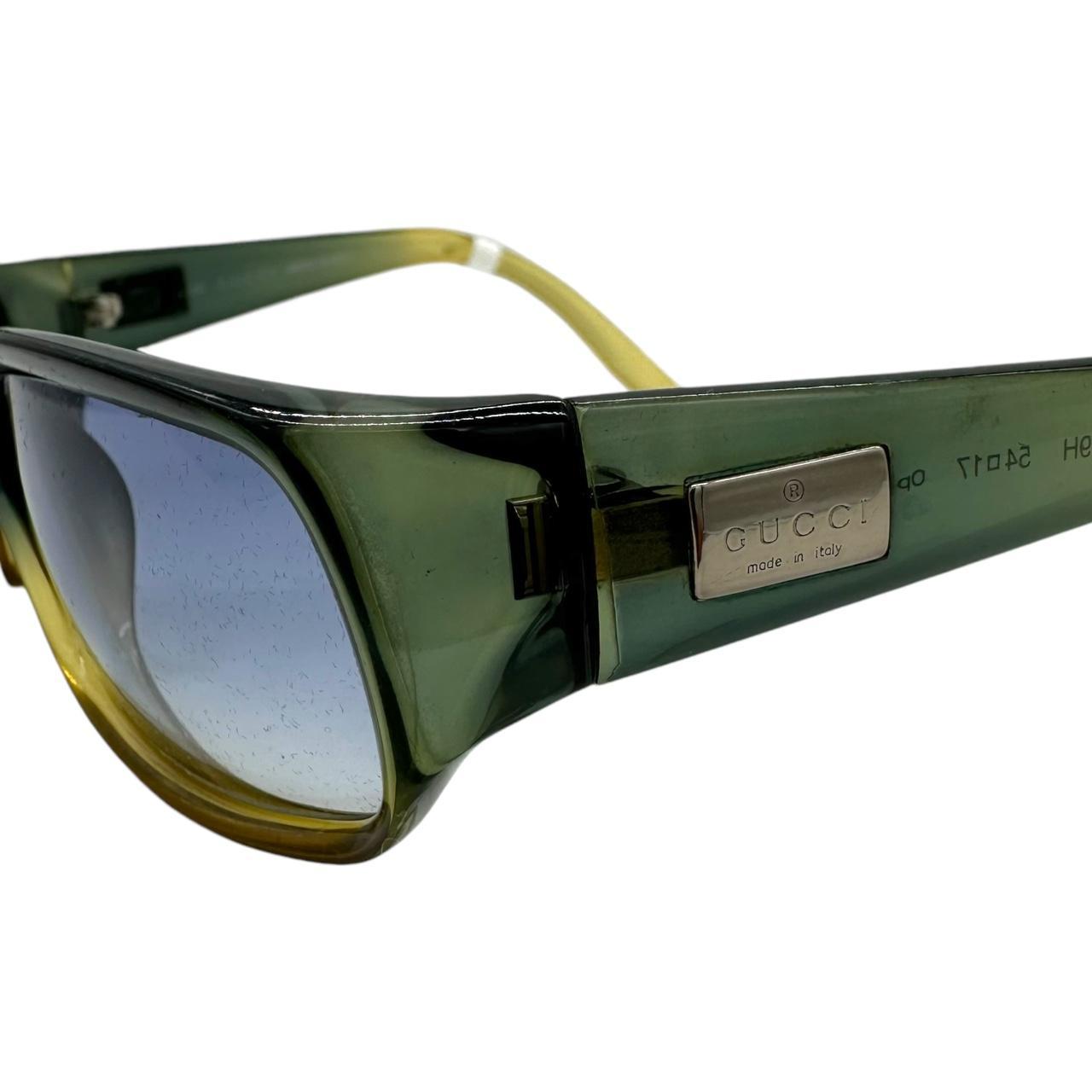 Gucci Blue & Green Gradient Rectangle Sunglasses