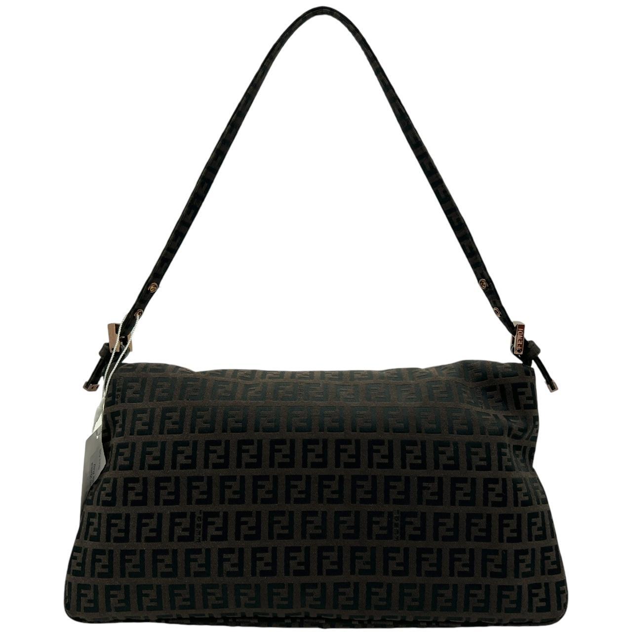 Fendi Baguette Shoulder Bag Brown Black Zucca Monogram