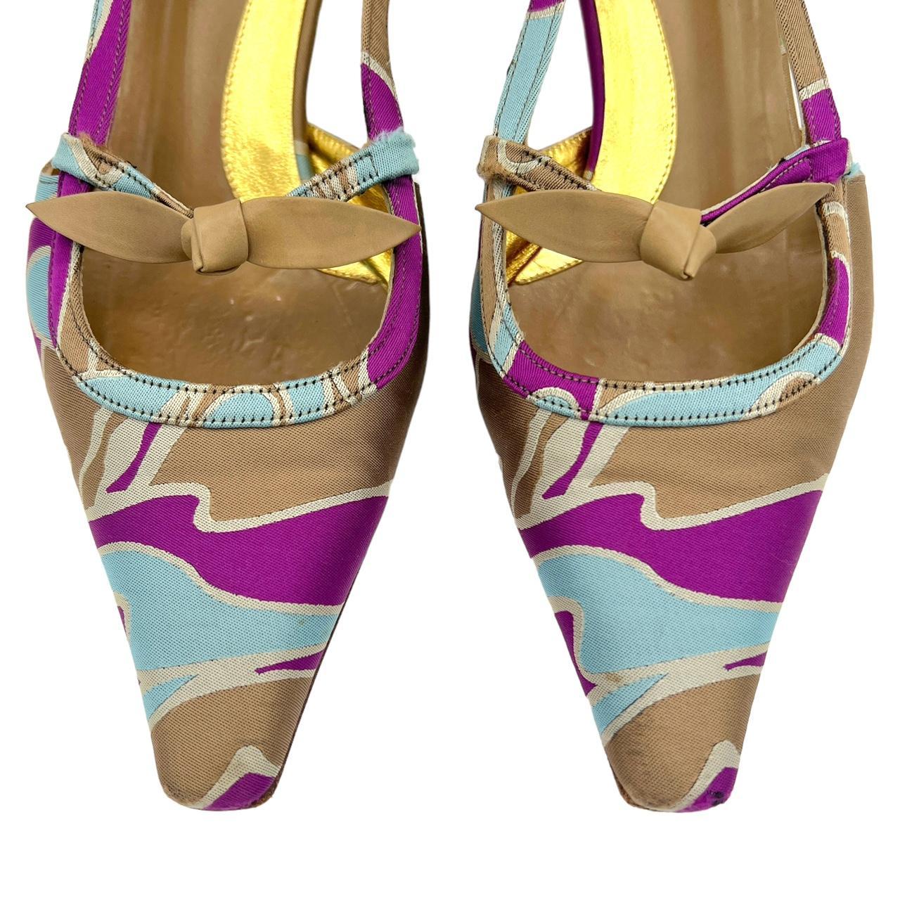 Fendi Printed Silk Pointed Toe Kitten Heels - Outfit Repeater