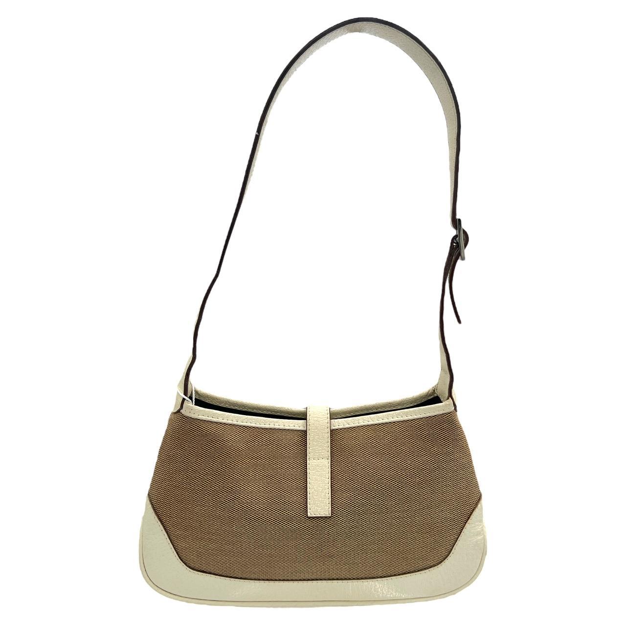 Gucci Mini Jackie Shoulder Bag Tan Canvas Leather