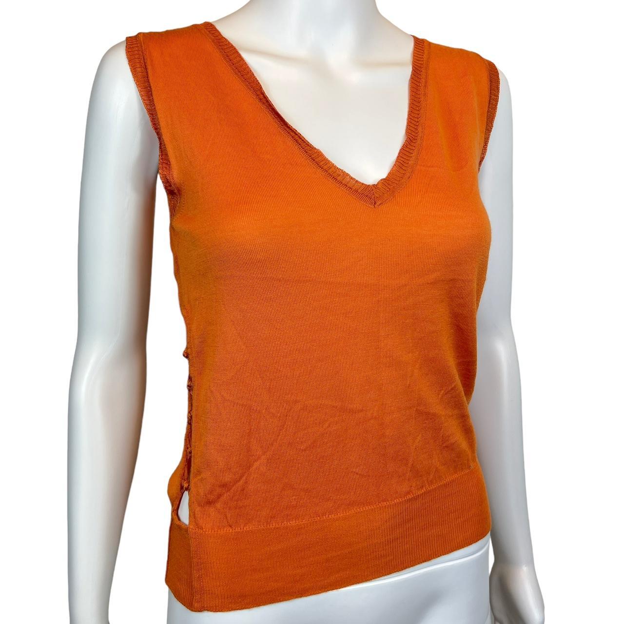 Christian Dior By John Galliano Spring 2006 Orange Knit Vest Tank with Side Cut-Outs