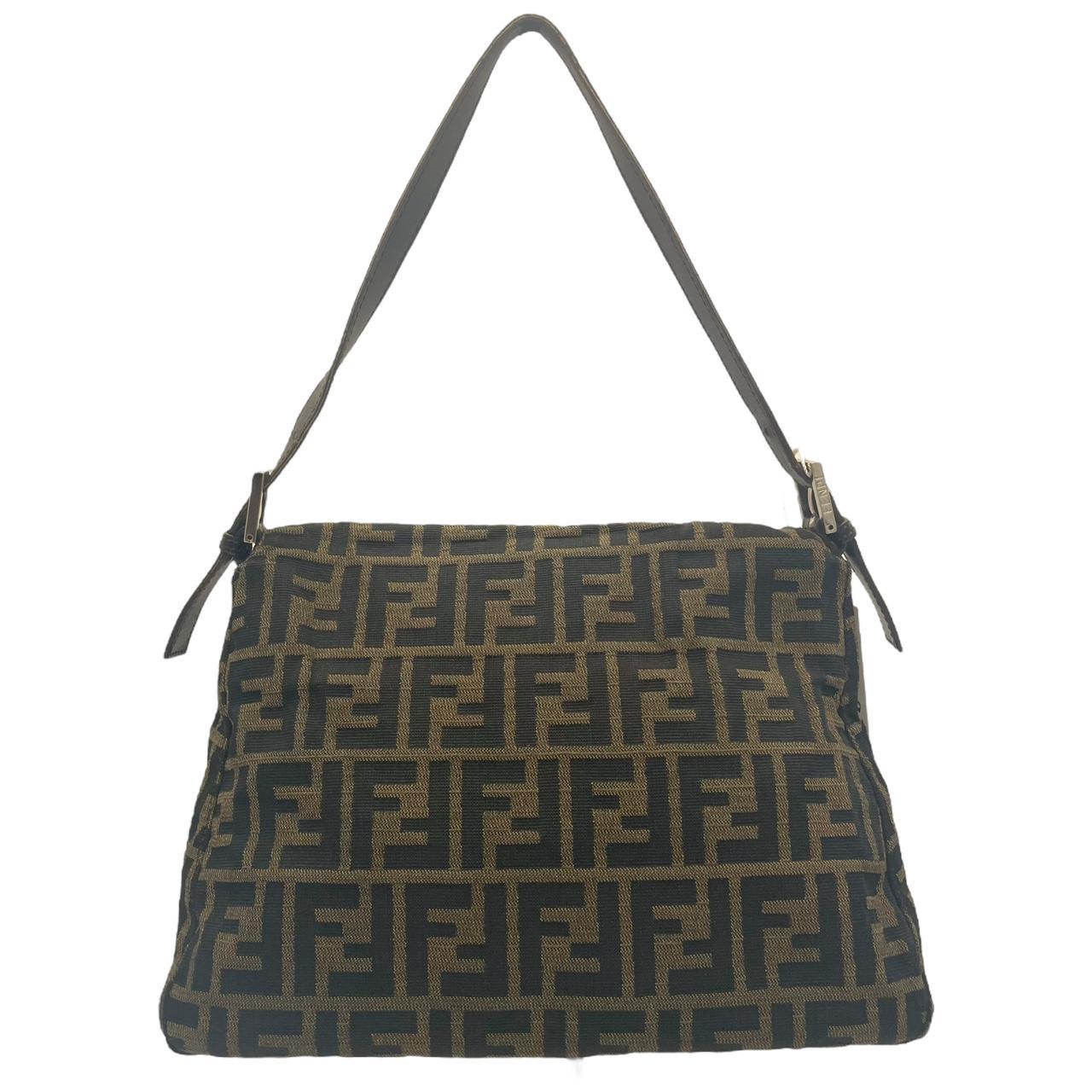 Fendi Baguette Shoulder Bag Brown Black Monogram Canvas