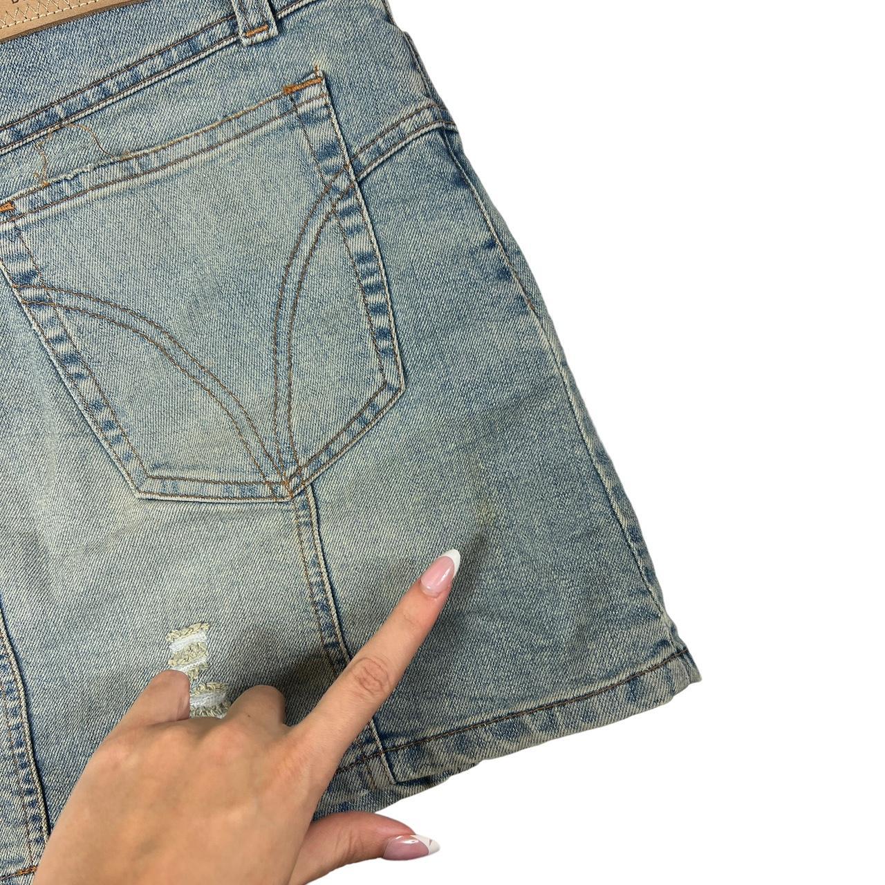 Dolce & Gabbana Light Wash Denim Distressed Mini Skirt with Attached Belt - Outfit Repeater