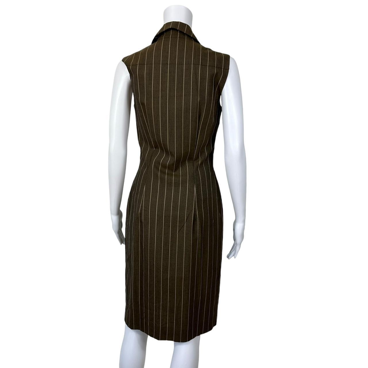 Christian Dior Brown Pinstripe Midi Dress