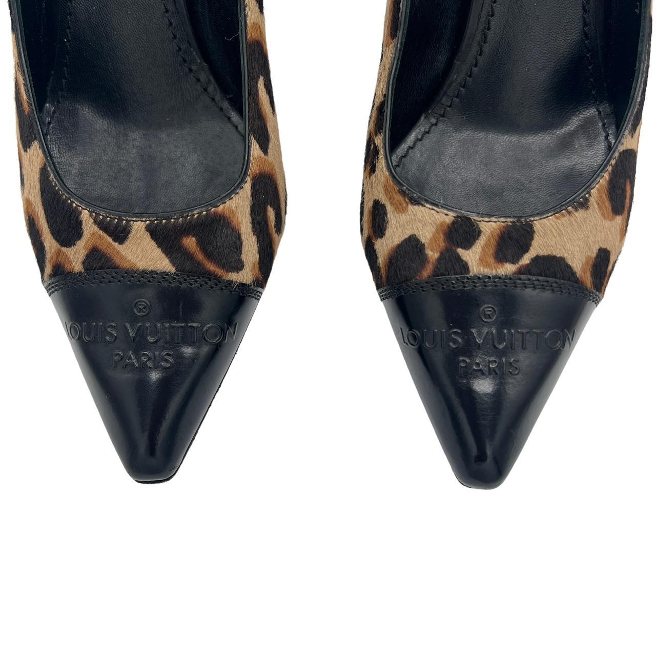 Louis Vuitton Leopard Print Pointed Toe Logo Heels - Outfit Repeater