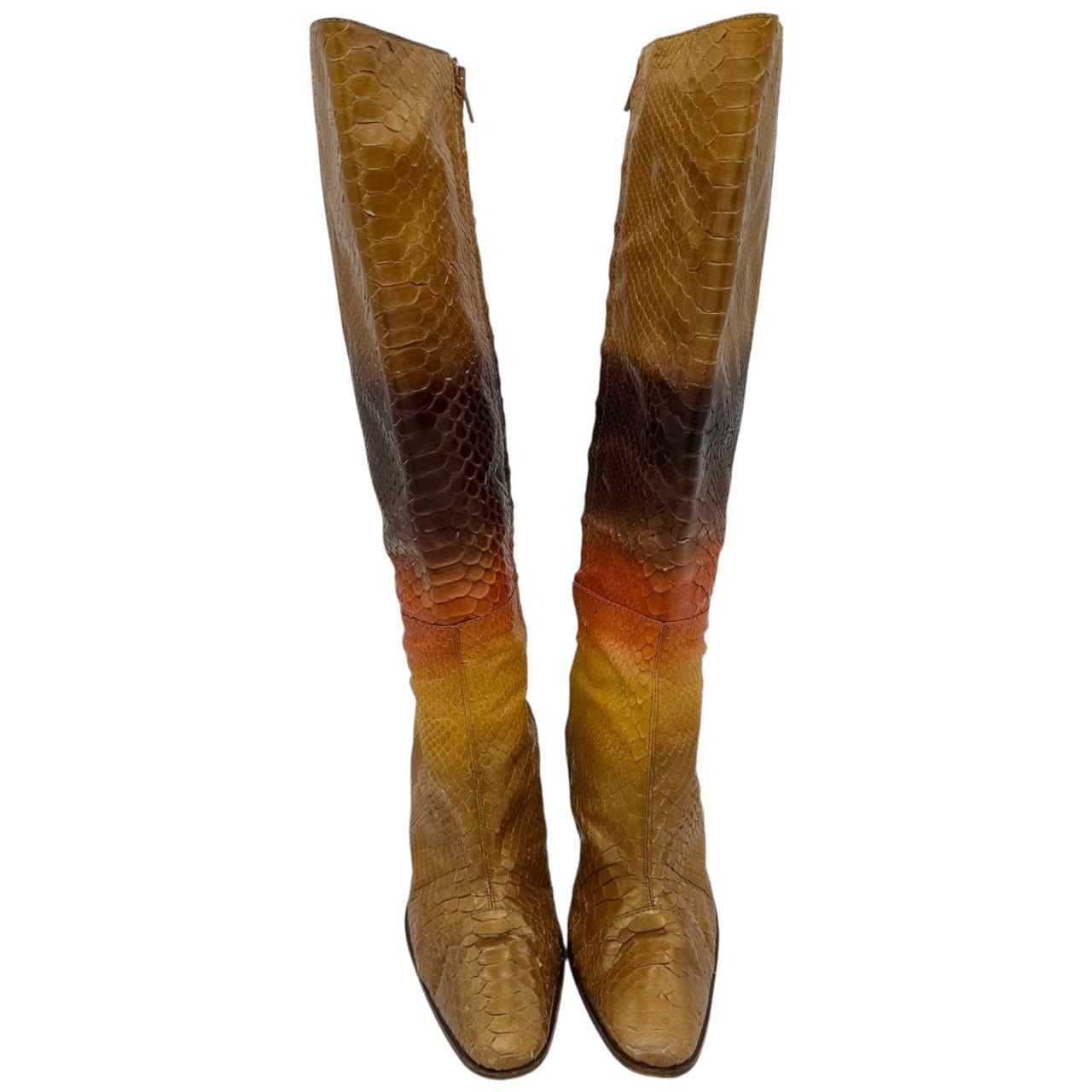 Fendi Python Gradient Heeled Knee High Boots