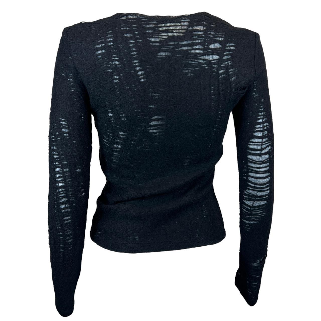 Versus Versace Black 'Distressed' Black Mesh Sweater