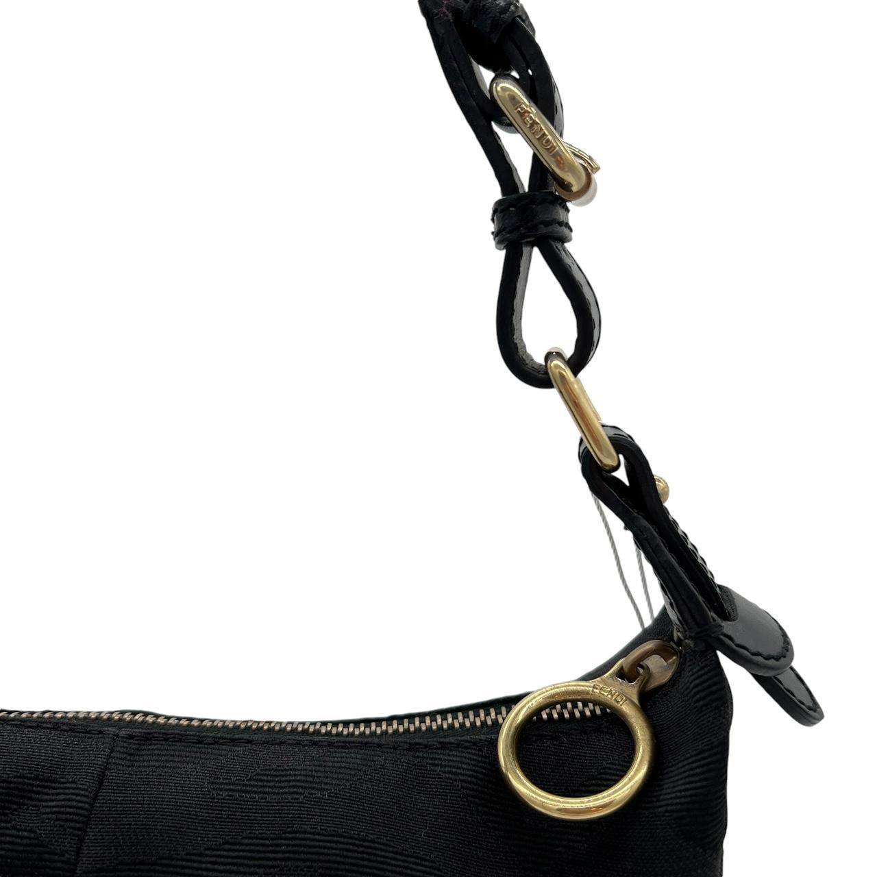 Fendi Black Tiger Print Canvas Croissant Shoulder Bag