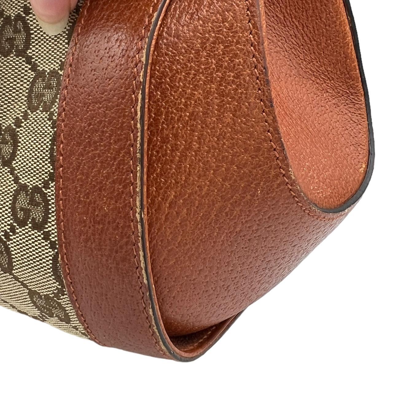 Gucci Monogram Canvas and Leather Bamboo Accent Shoulder Bag