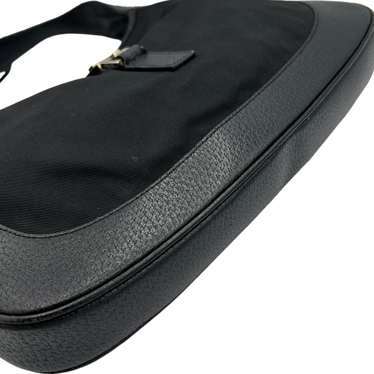 Gucci Jackie Black Canvas Leather Shoulder Bag
