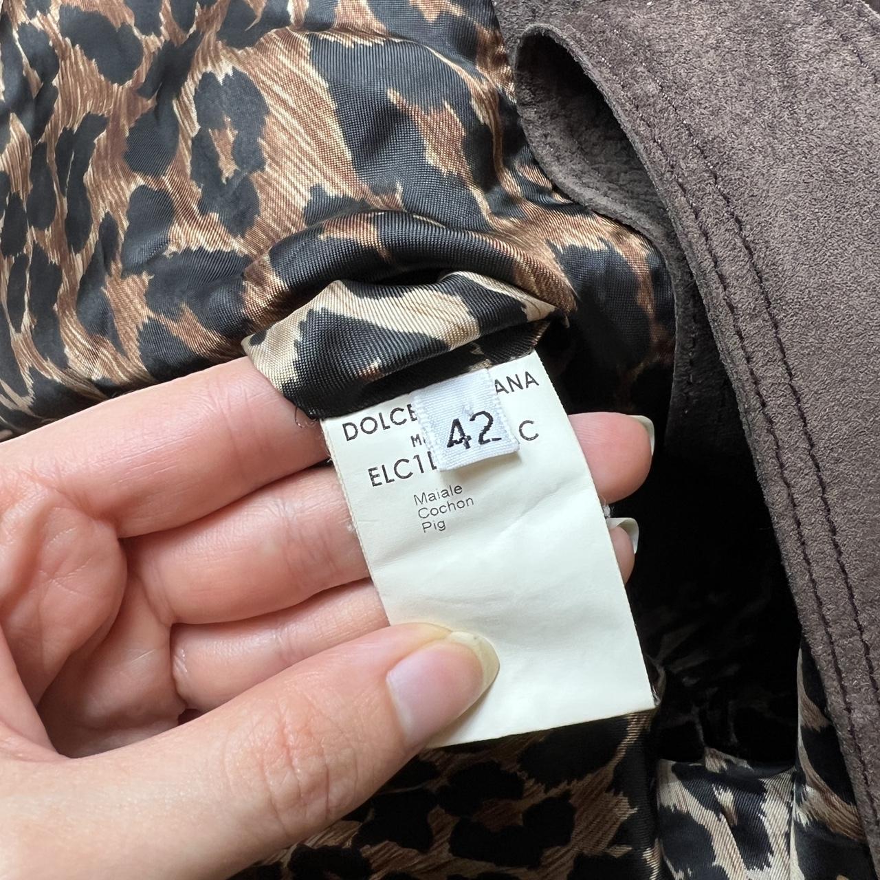 Dolce & Gabbana Brown Leather Suede Knee Length Coat