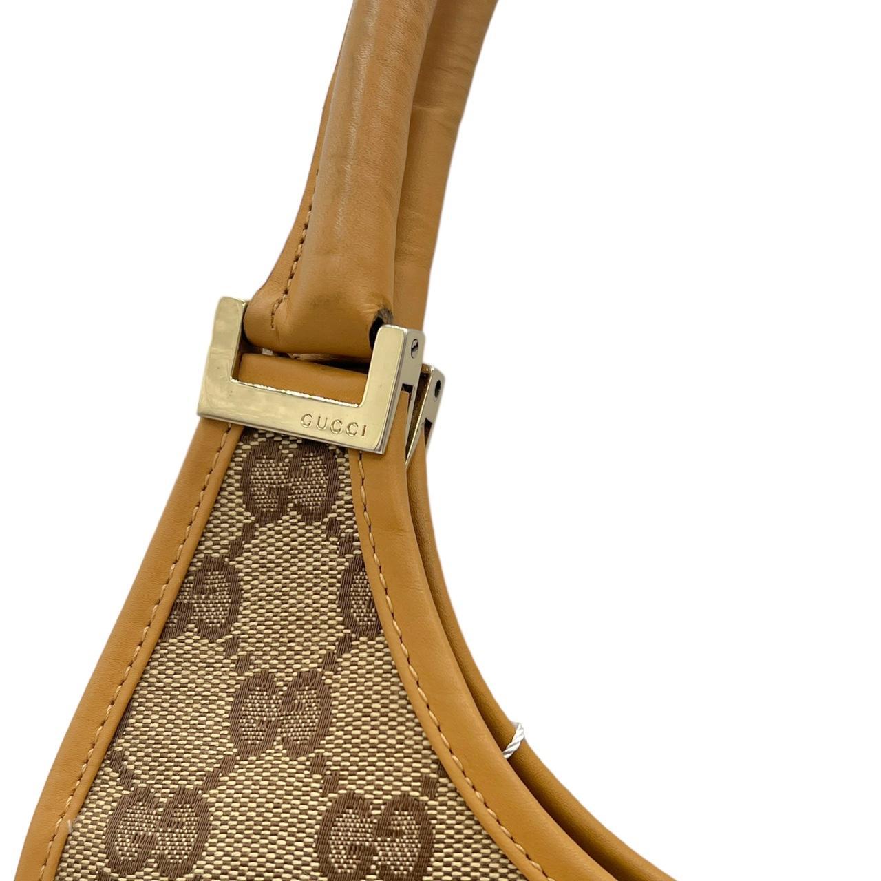 Gucci Jackie Shoulder Bag Tan Leather Monogram Canvas