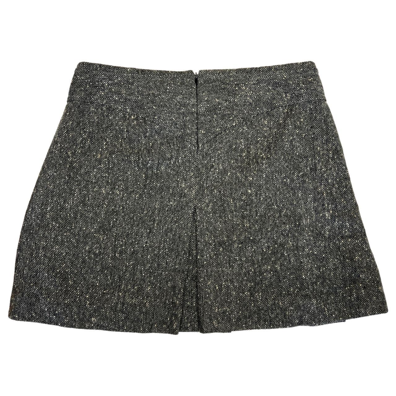 Dolce & Gabbana Gray Wool Plated Mini Skirt with Gold Logo Buckle - Outfit Repeater