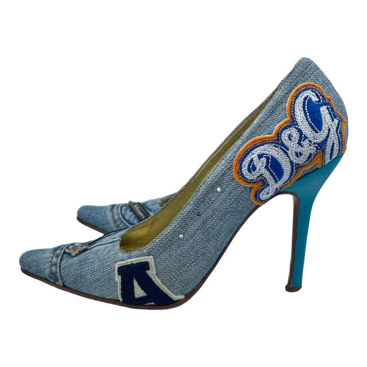 D&G Dolce & Gabbana Denim Patch Heels