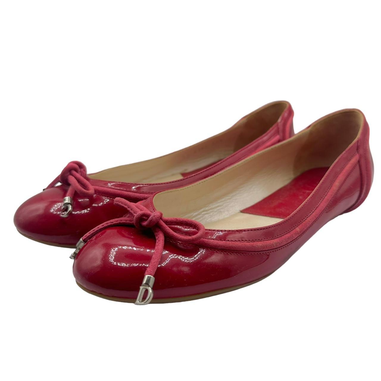 Christian Dior Red Patent Leather Ballet Flats Size 37
