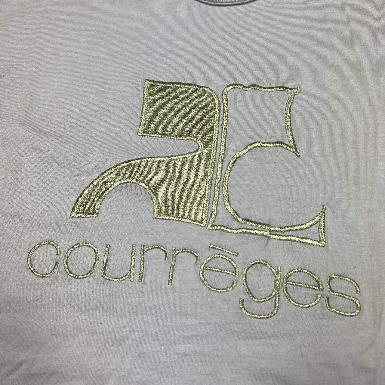 Courrèges Lilac and Silver Graphic Embroidered Logo T-Shirt