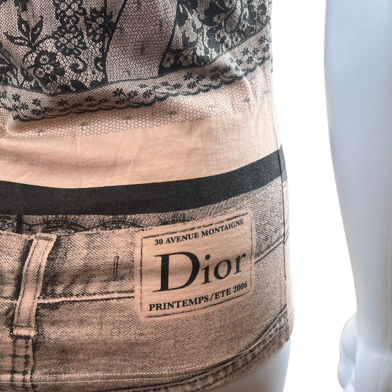 Christian Dior By John Galliano Spring 2006 Pink and Black Bustier Print T-Shirt