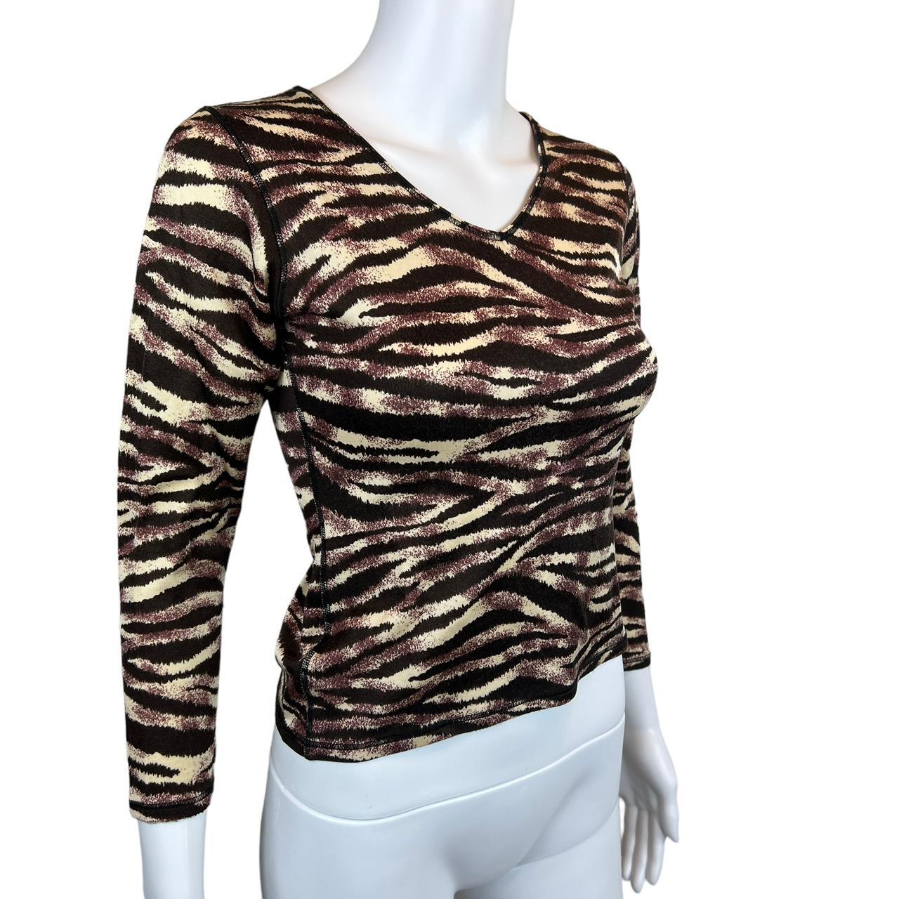 Jean-Paul Gaultier Femme Vintage Brown Zebra Printed Long Sleeve T-Shirt