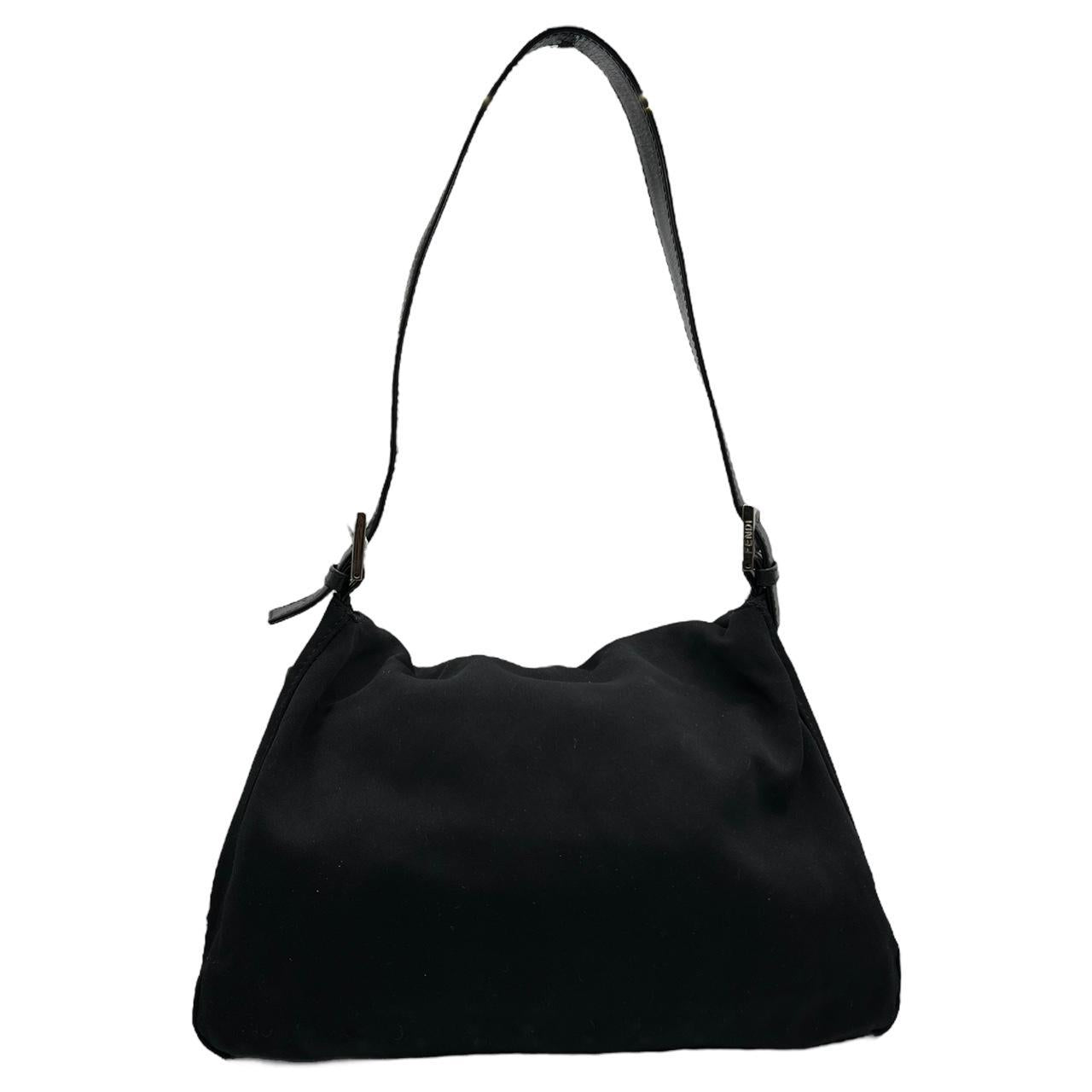 Fendi Black Neoprene Mama Baguette Shoulder Bag