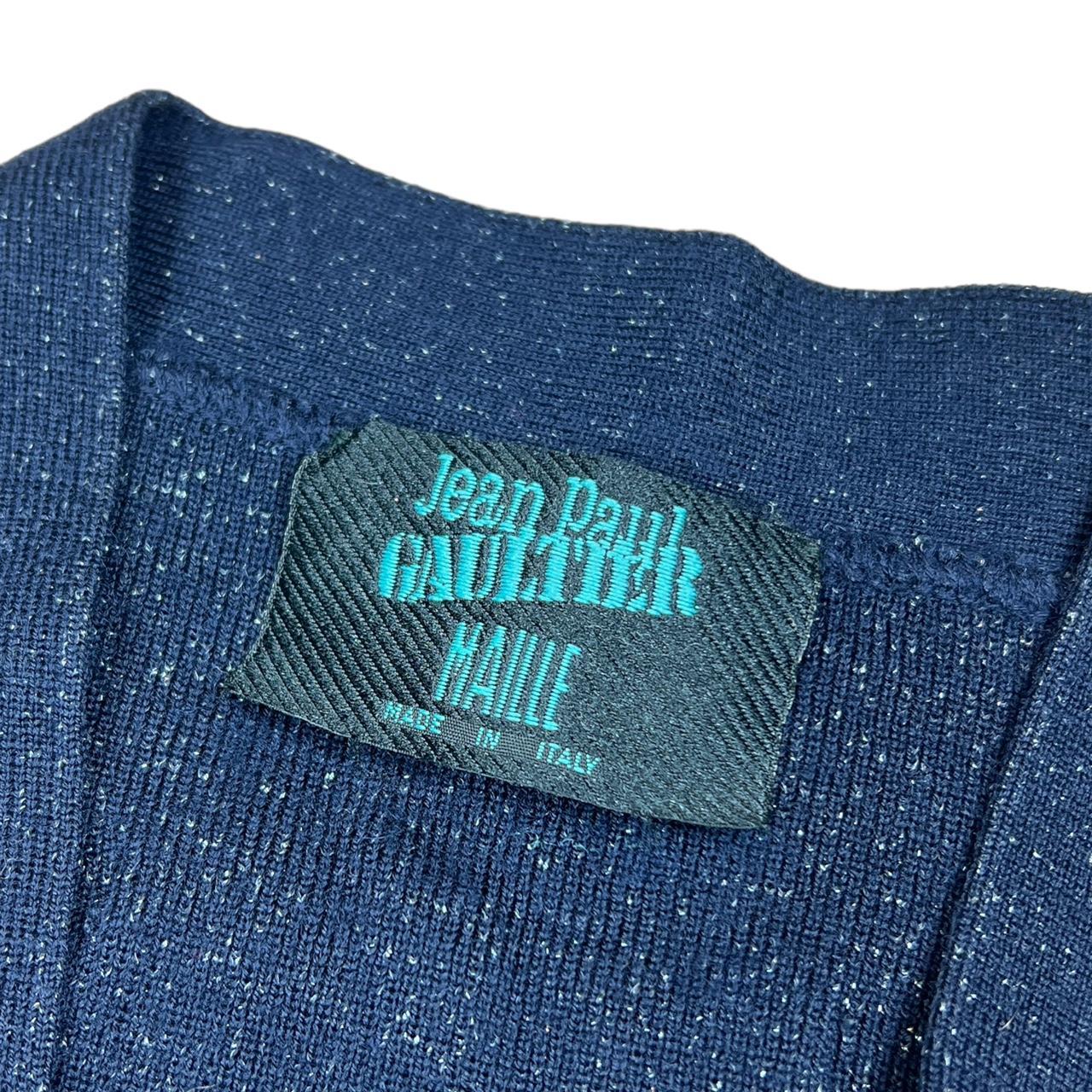 Jean Paul Gaultier Maille Mavy Blue Cropped Cardigan with Safety Pins